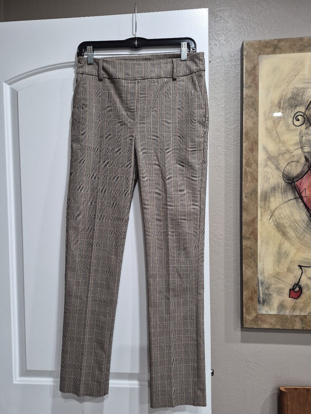 Joseph Ribkoff Brown/Tan Plaid Skinny Ankle Pants Size W8
